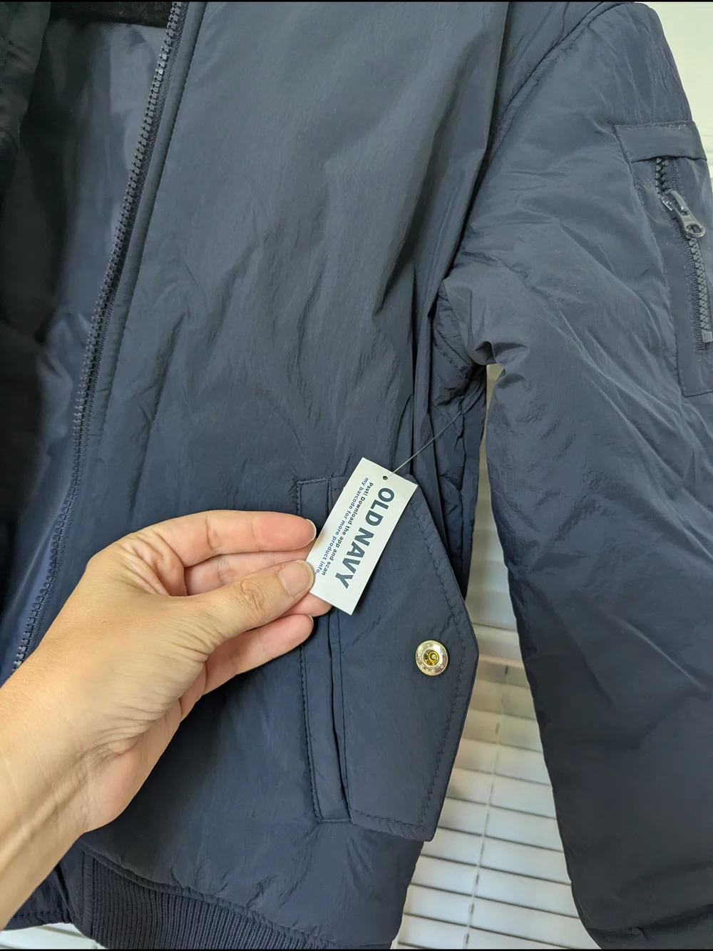 Old Navy Men's Navy Hooded Bomber Jacket